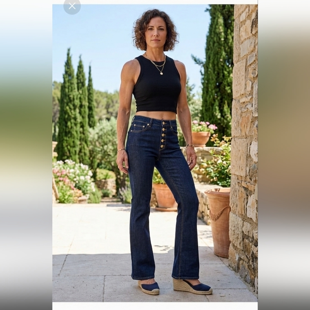 Michael Michael Kors Button Front Selma Flare Jeans, 30 waist EUC